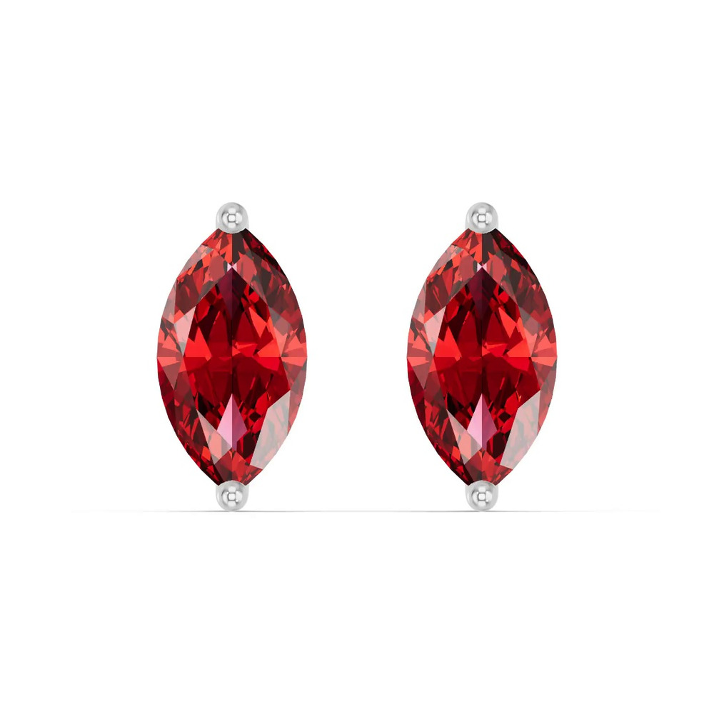 360 degree view of Marquise Garnet Silver Stud Earrings