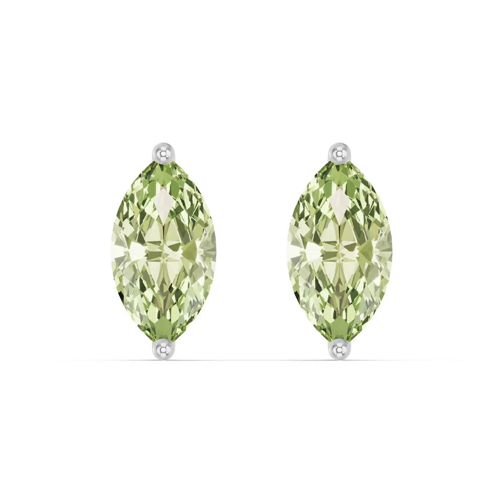 360 degree view of Marquise Peridot Silver Stud Earrings
