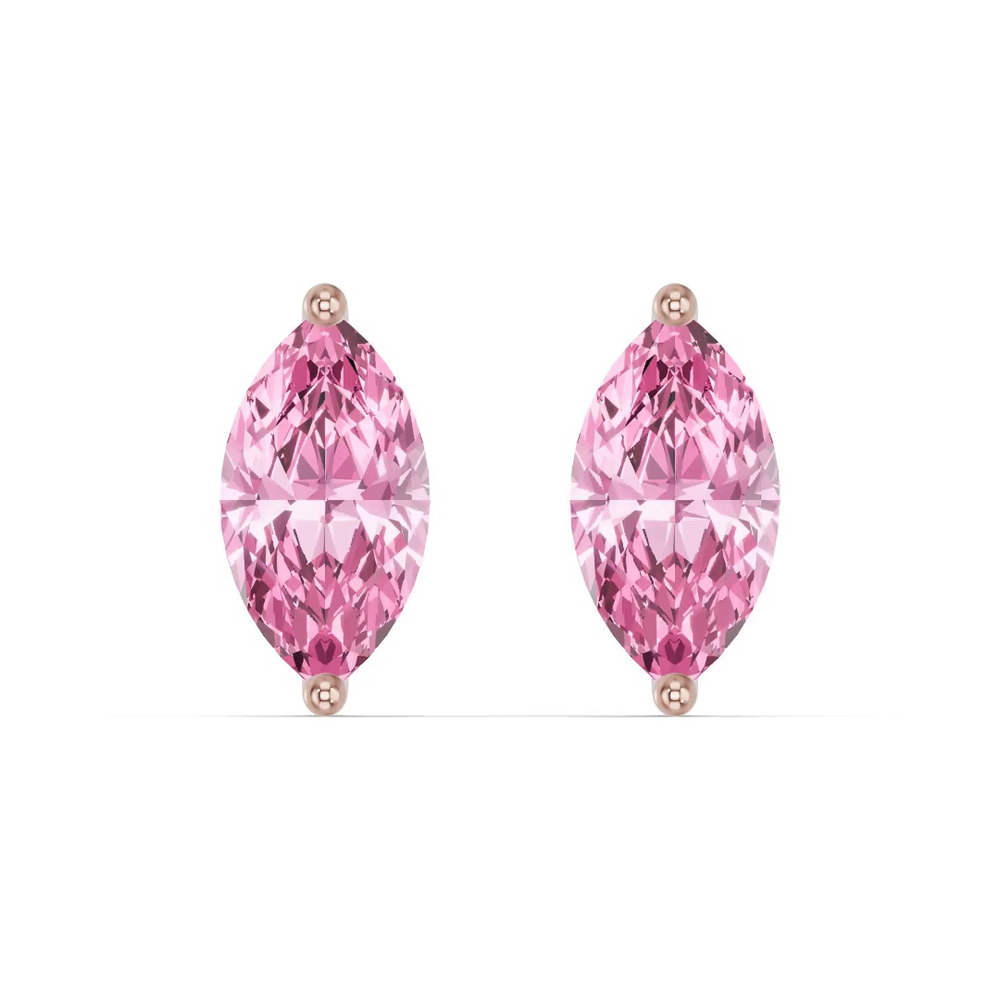 360 degree view of Marquise Pink Tourmaline Stud Earrings