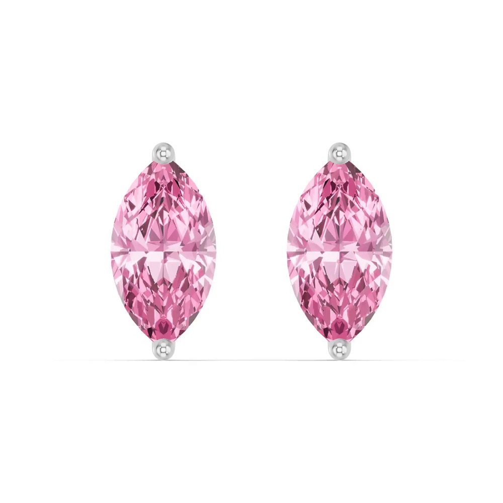 360 degree view of Marquise Pink Tourmaline Silver Stud Earrings