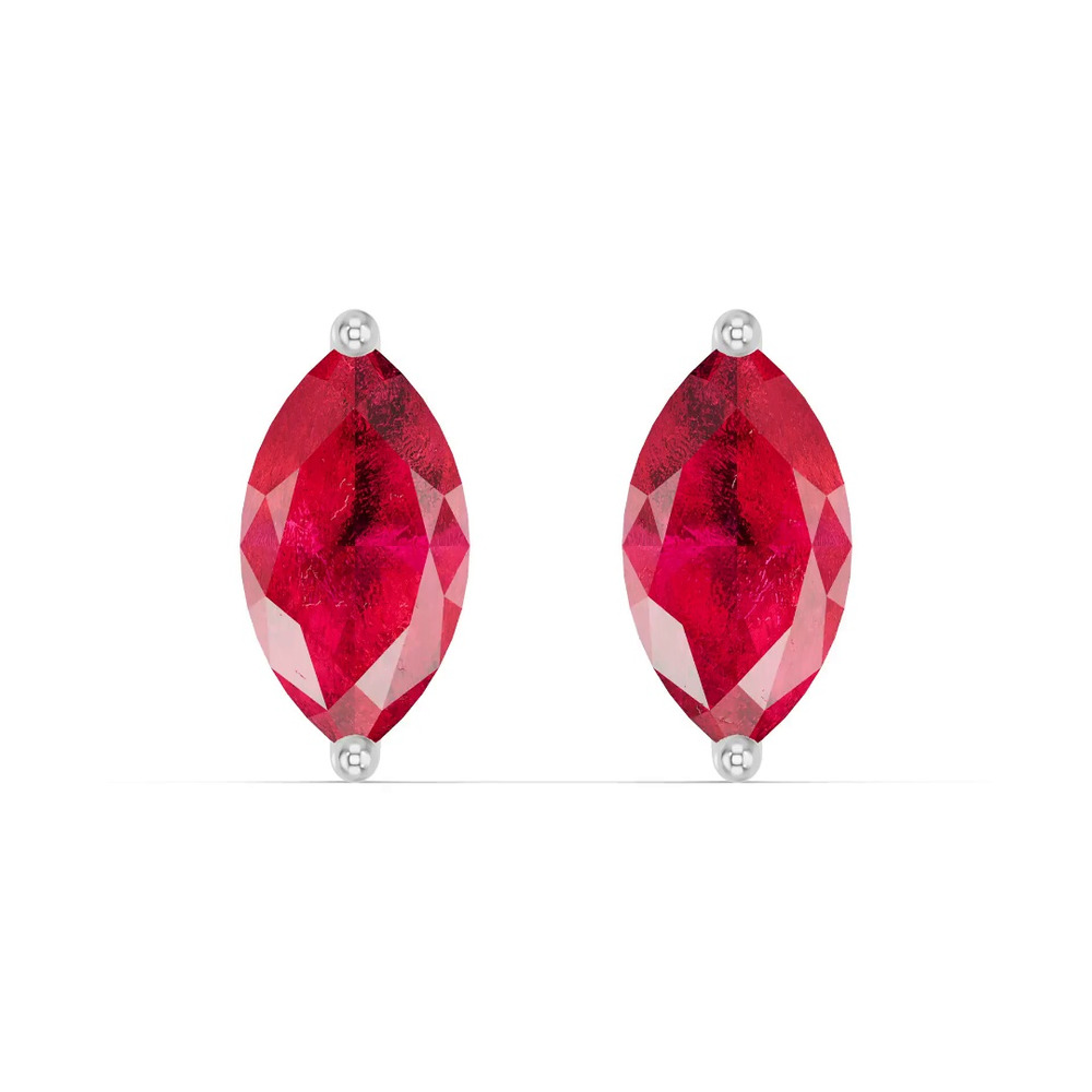 360 degree view of Marquise Ruby Silver Stud Earrings