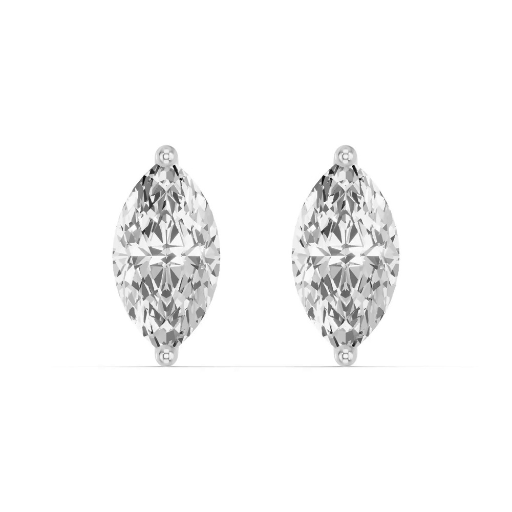 360 degree view of Marquise Lab Diamond Silver Stud Earrings