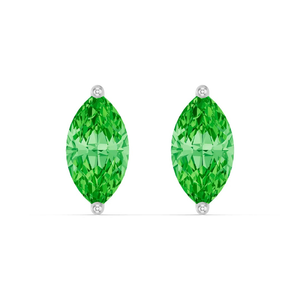 360 degree view of Marquise Tsavorite Silver Stud Earrings