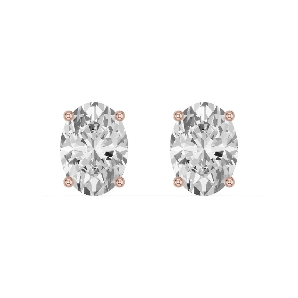 360 degree view of Oval Lab Diamond Stud Earrings