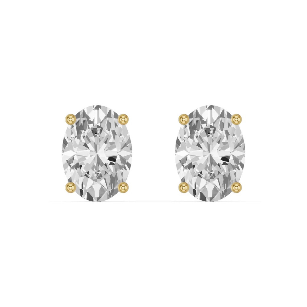 360 degree view of Oval Lab Diamond Stud Earrings