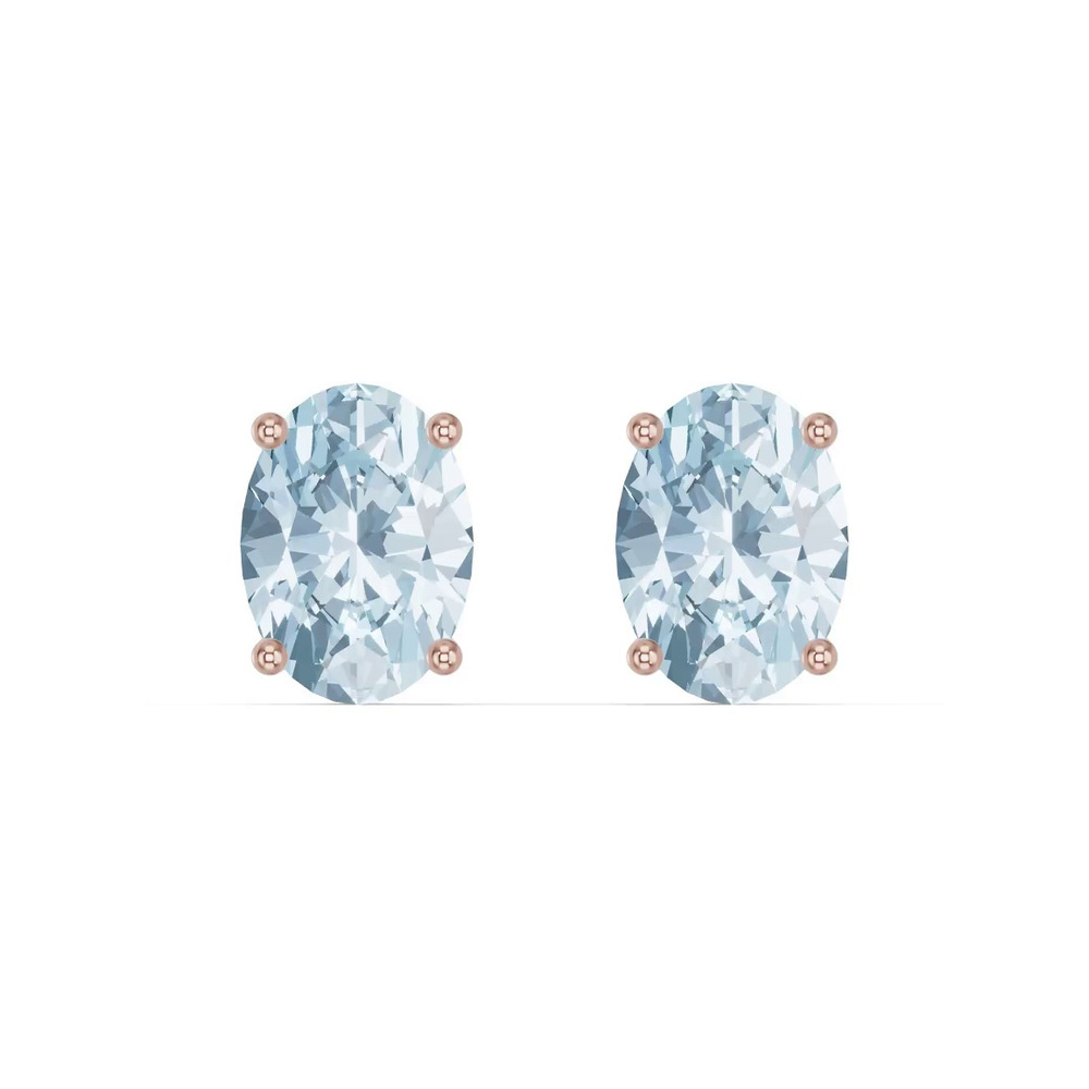 360 degree view of Oval Aquamarine Stud Earrings