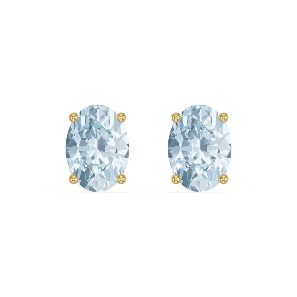 360 degree view of Oval Aquamarine Stud Earrings