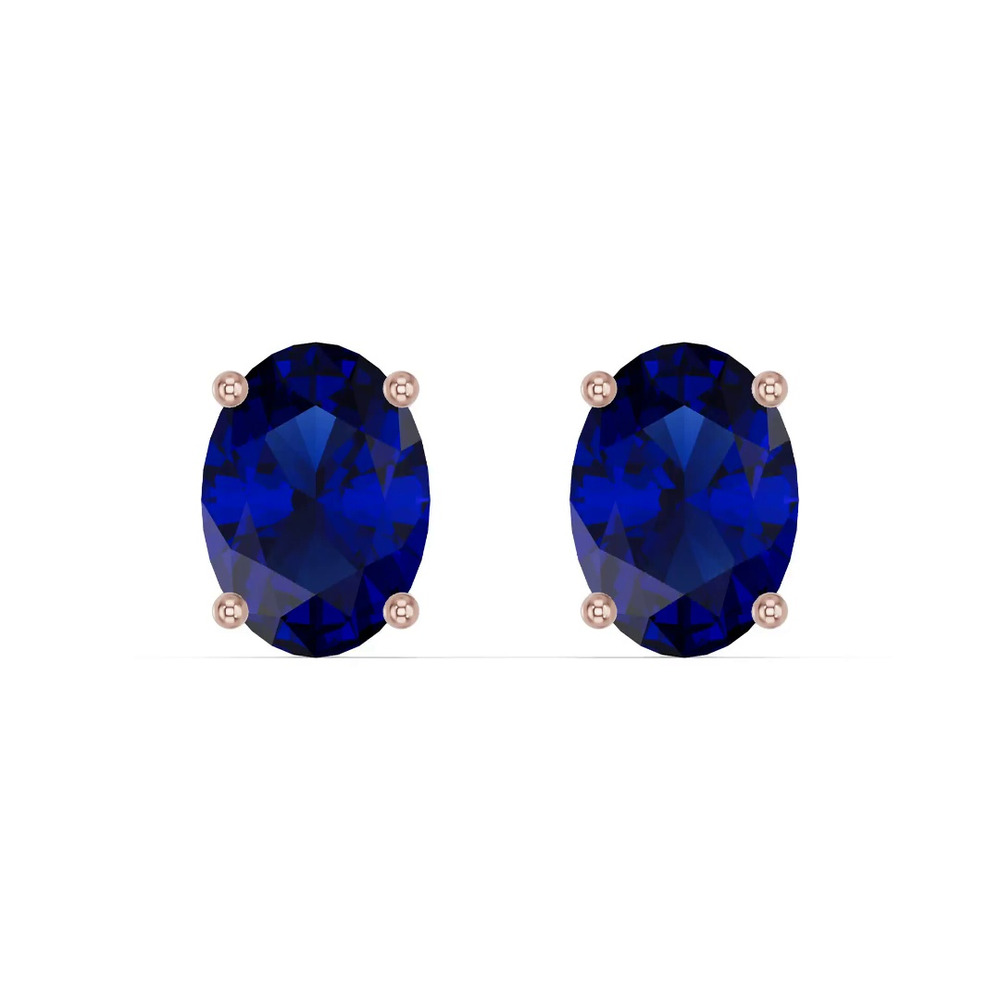 360 degree view of Oval Sapphire Stud Earrings
