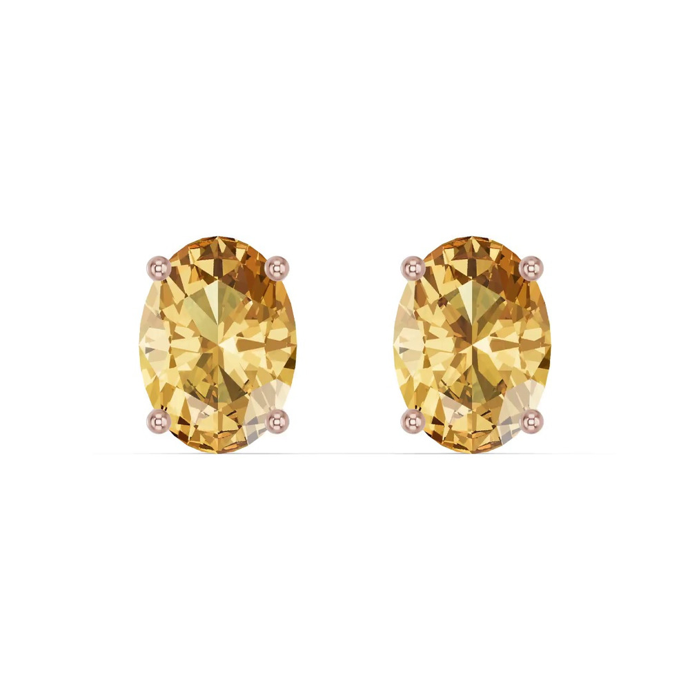 360 degree view of Oval Citrine Stud Earrings