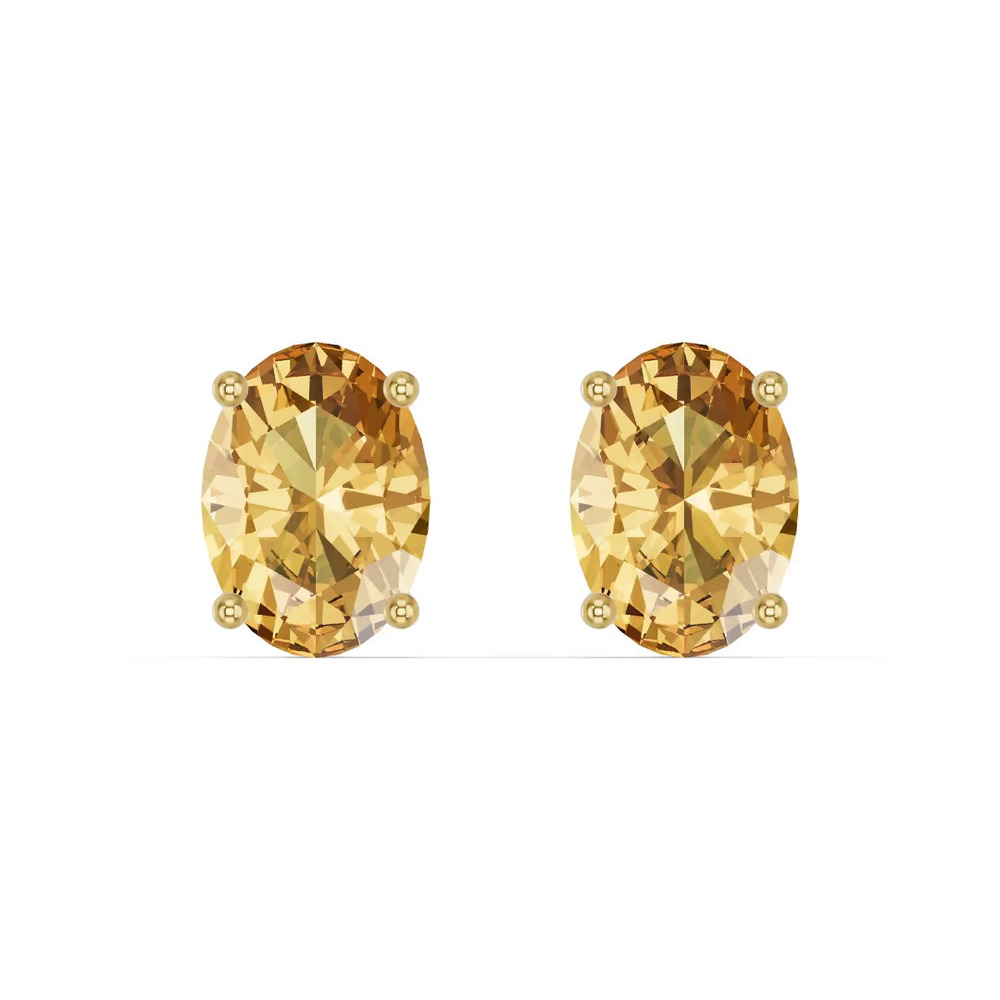 360 degree view of Oval Citrine Stud Earrings