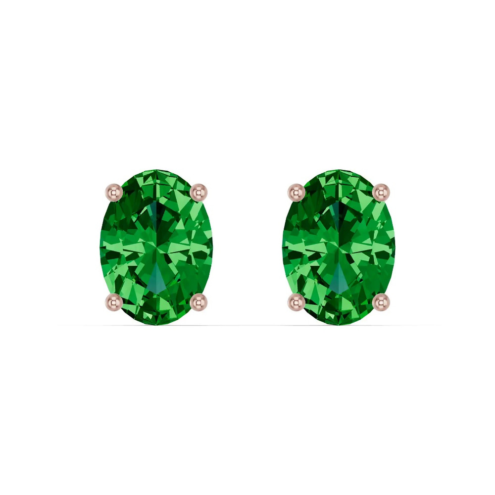 360 degree view of Oval Emerald Stud Earrings