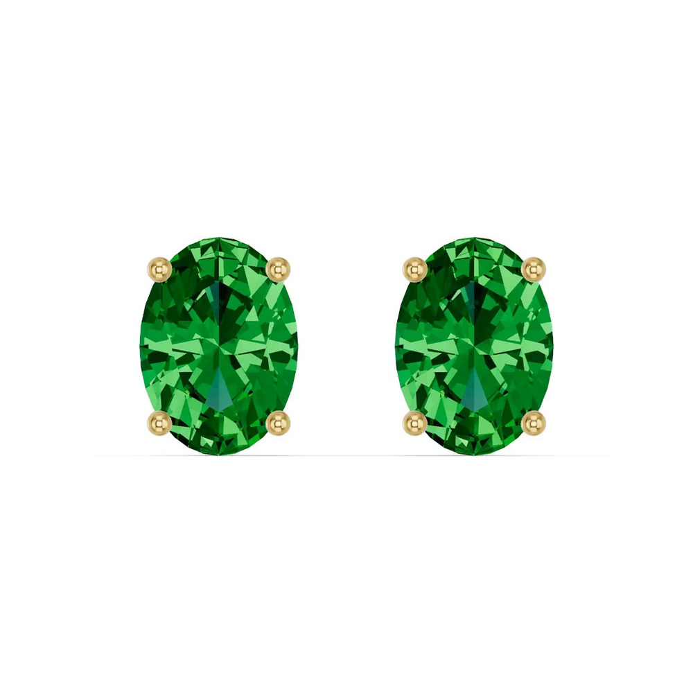 360 degree view of Oval Emerald Stud Earrings