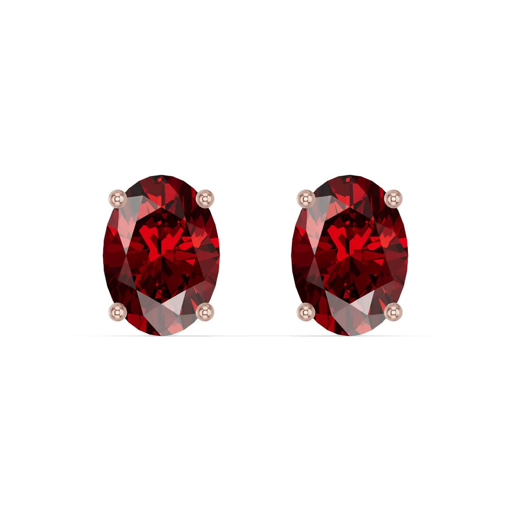 360 degree view of Oval Garnet Stud Earrings