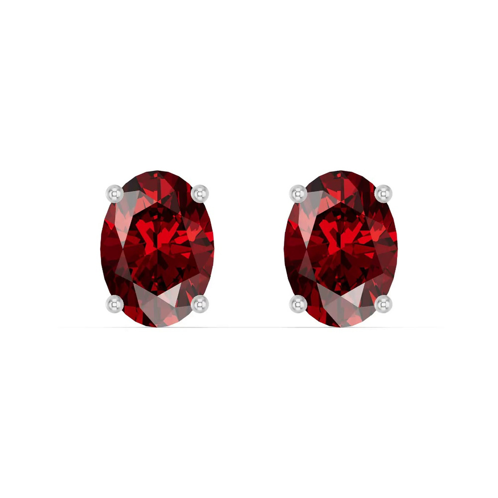 360 degree view of Oval Garnet Stud Earrings