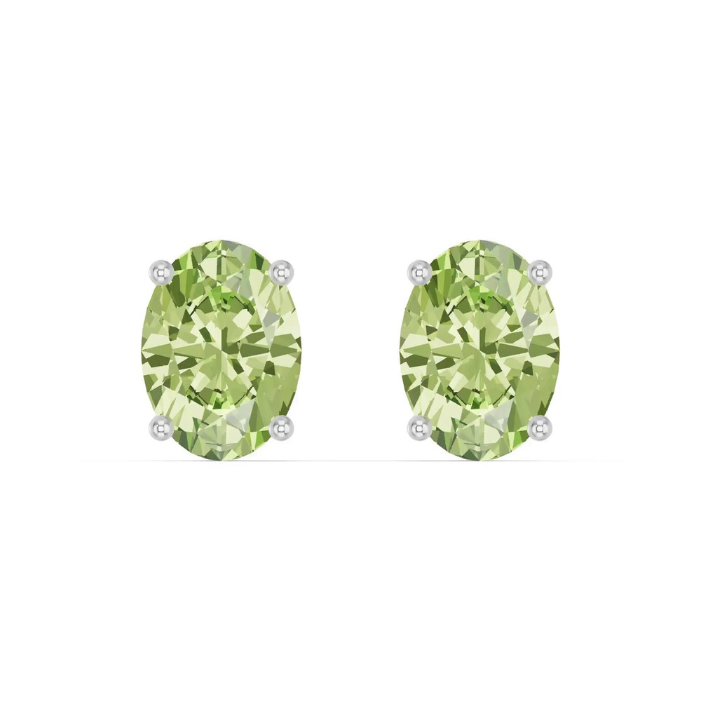 360 degree view of Oval Peridot Silver Stud Earrings