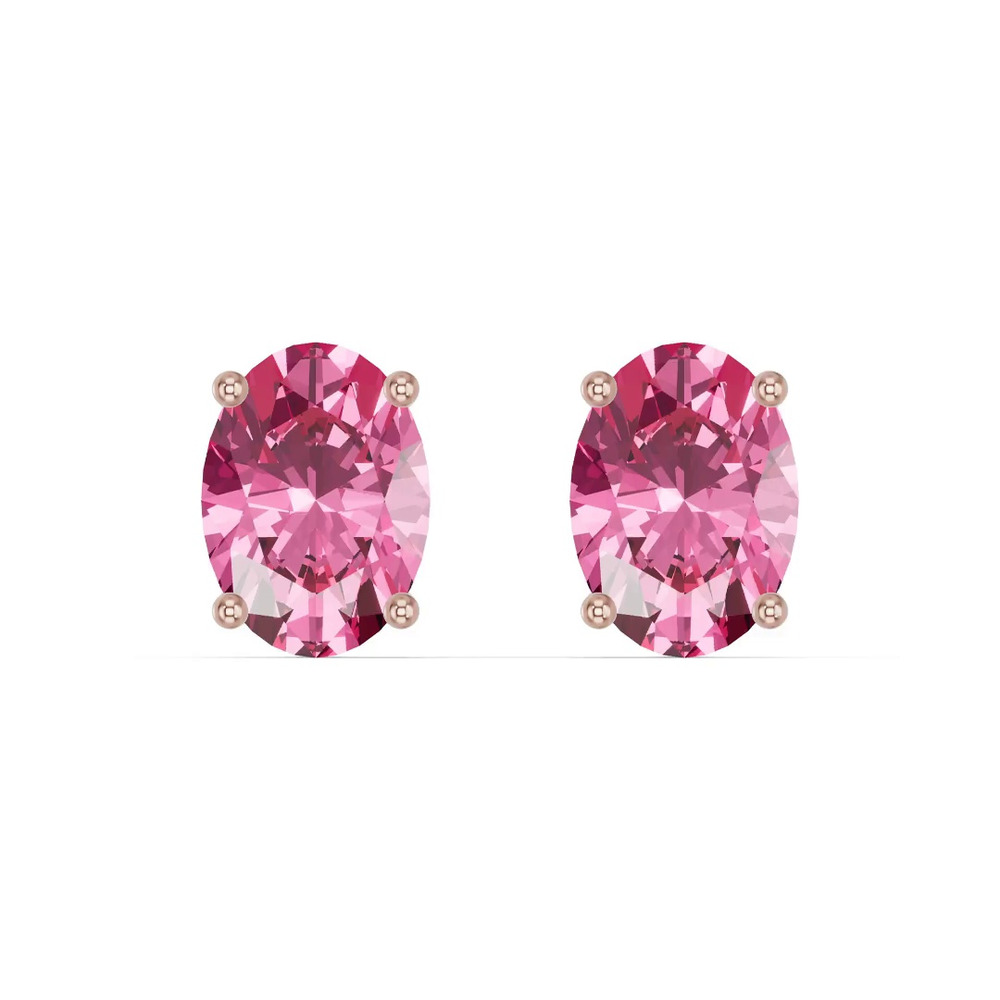 360 degree view of Oval Pink Tourmaline Stud Earrings