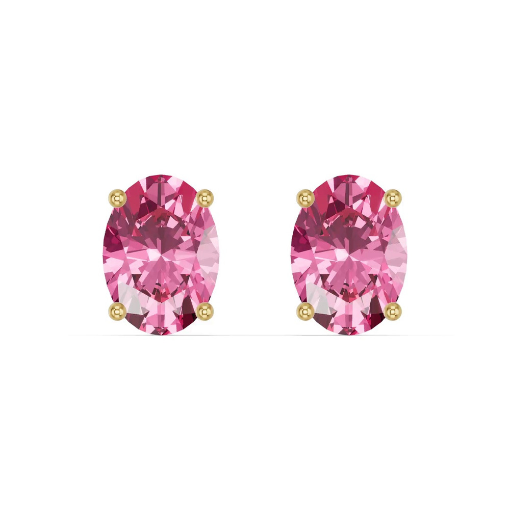 360 degree view of Oval Pink Tourmaline Stud Earrings
