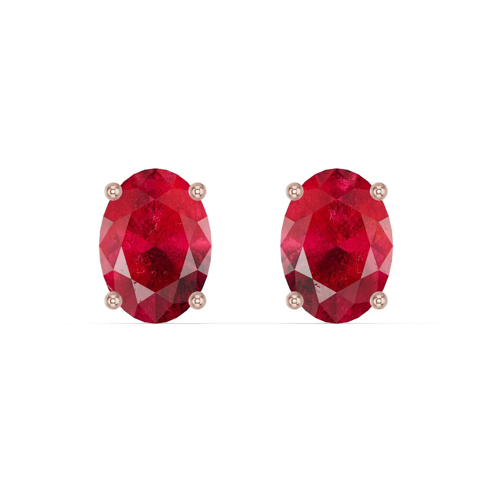 360 degree view of Oval Ruby Stud Earrings