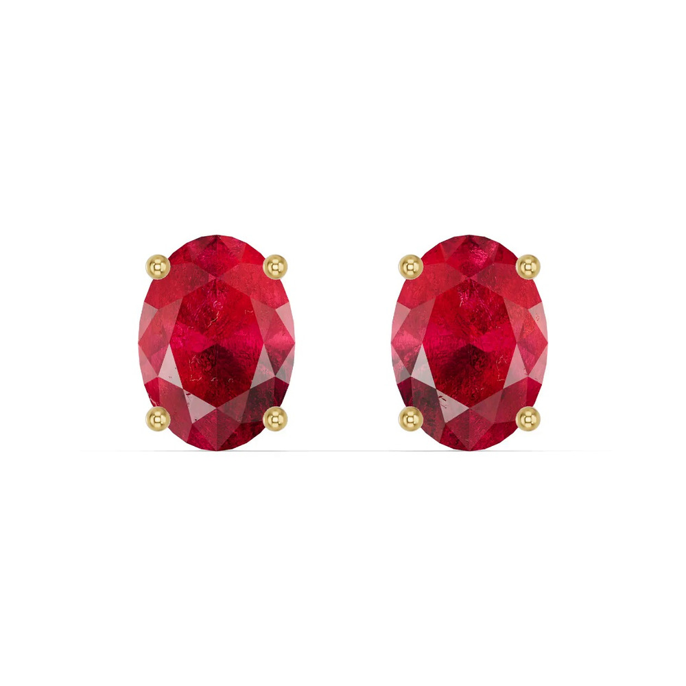 360 degree view of Oval Ruby Stud Earrings