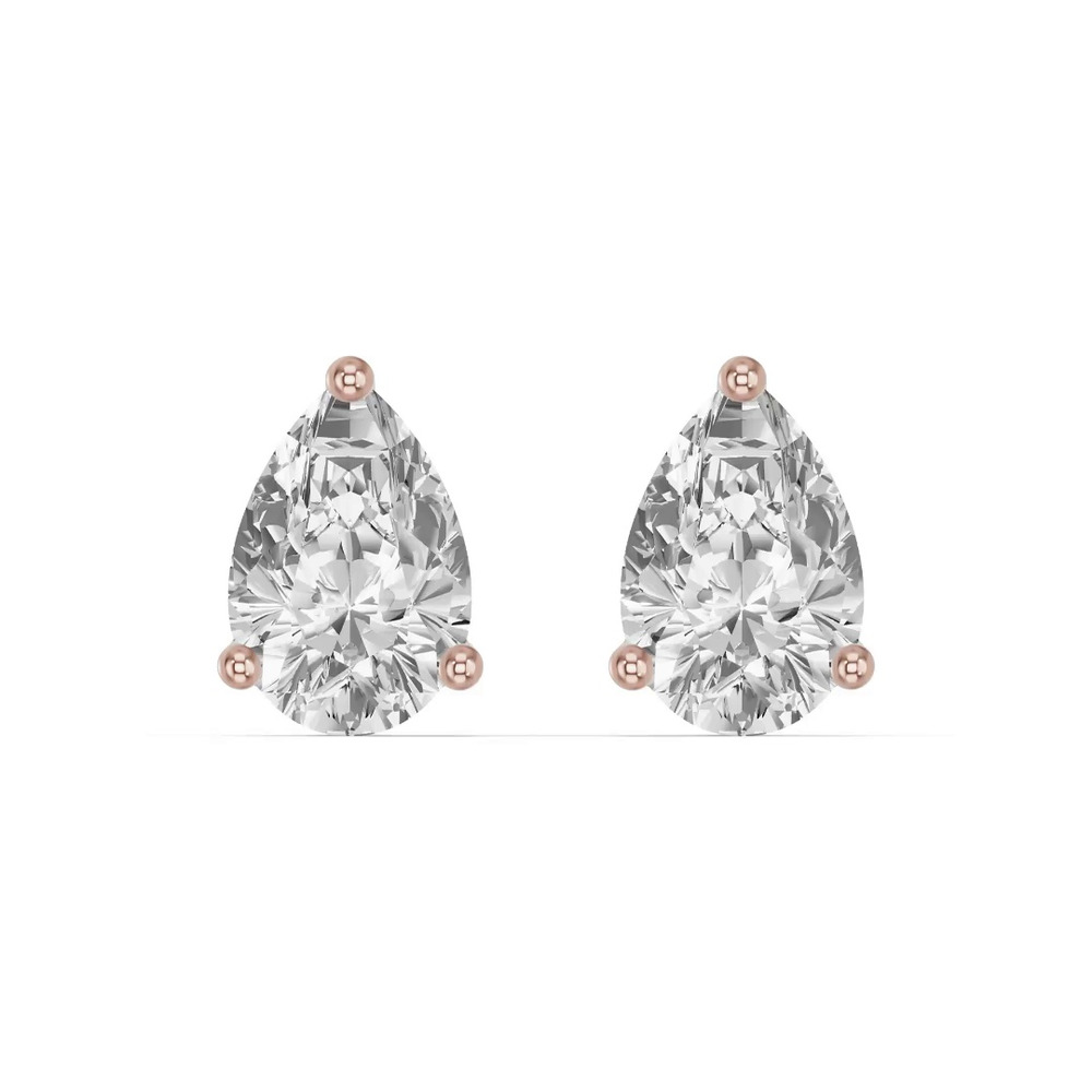 360 degree view of Pear-Shaped Lab Diamond Stud Earrings