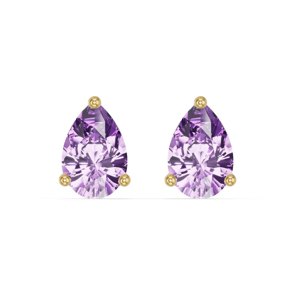 360 degree view of Pear-Shaped Amethyst Stud Earrings