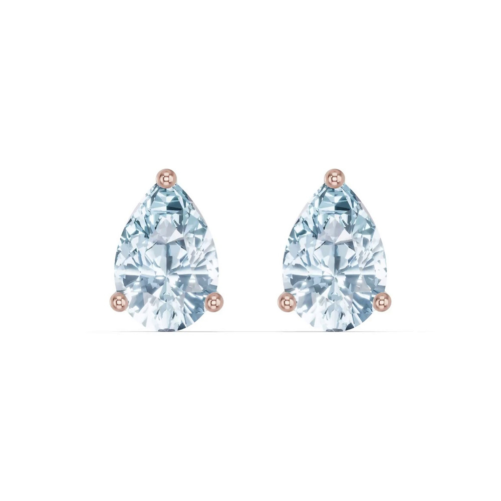 360 degree view of Pear-Shaped Aquamarine Stud Earrings