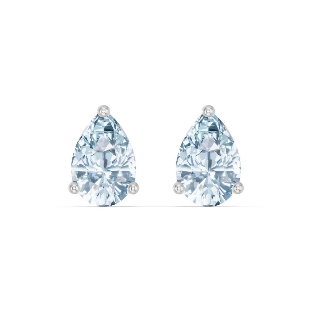 360 degree view of Pear-Shaped Aquamarine Stud Earrings