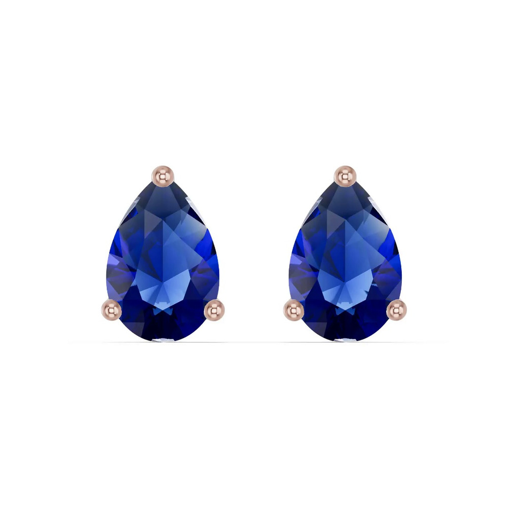 360 degree view of Pear-Shaped Sapphire Stud Earrings