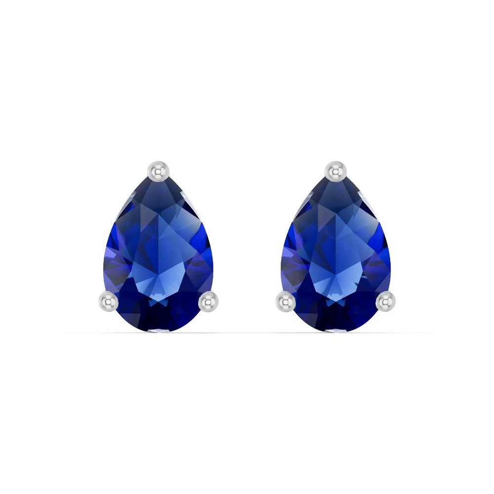 360 degree view of Pear-Shaped Sapphire Stud Earrings