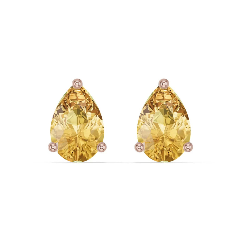 360 degree view of Pear-Shaped Citrine Stud Earrings