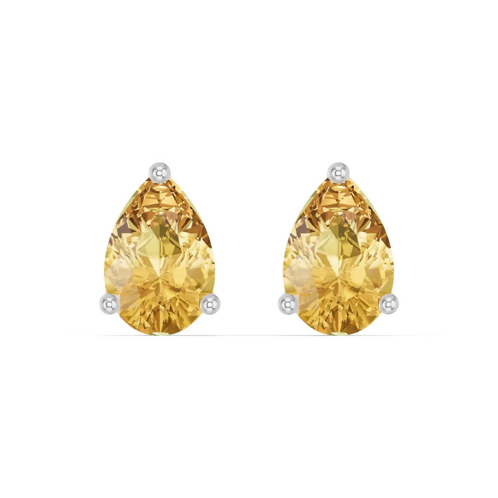 360 degree view of Pear-Shaped Citrine Silver Stud Earrings