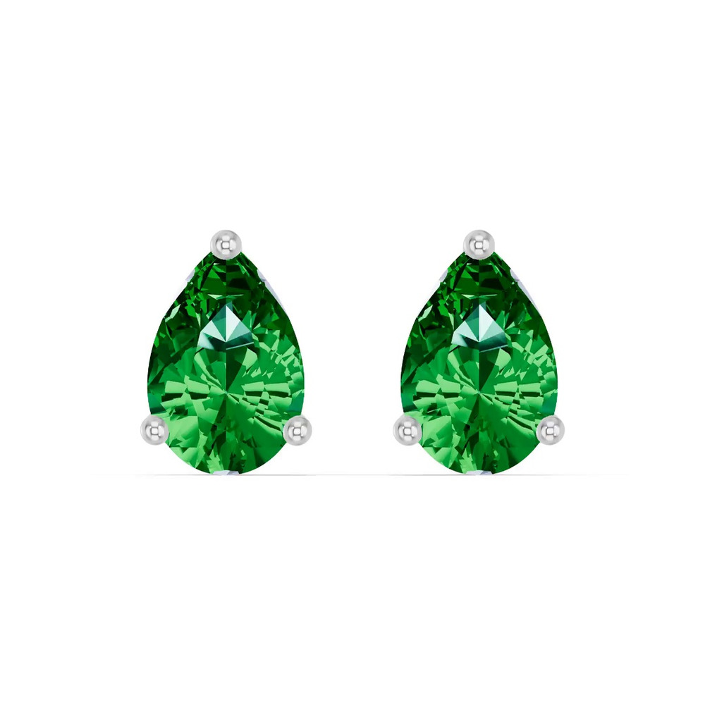 360 degree view of Pear-Shaped Emerald Stud Earrings