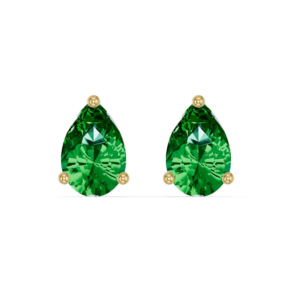 360 degree view of Pear-Shaped Emerald Stud Earrings