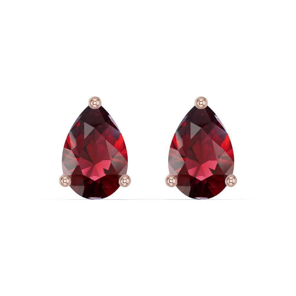 360 degree view of Pear-Shaped Garnet Stud Earrings