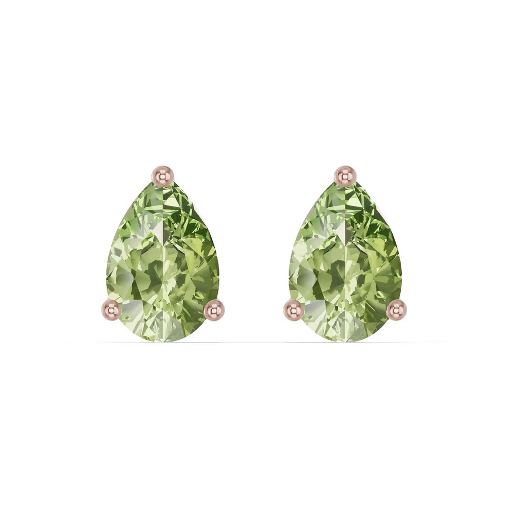 360 degree view of Pear-Shaped Peridot Stud Earrings