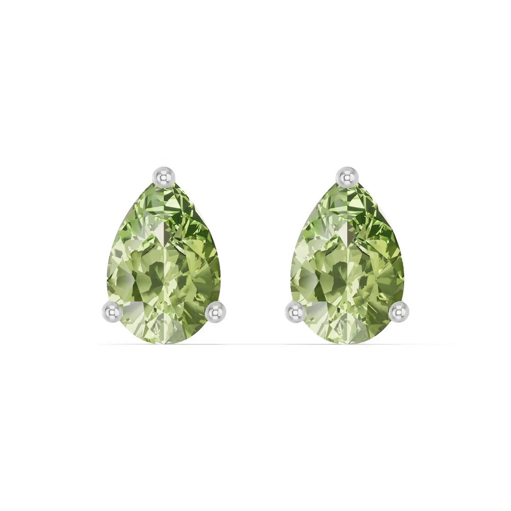 360 degree view of Pear-Shaped Peridot Silver Stud Earrings