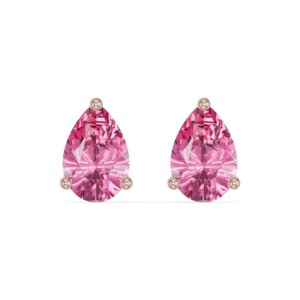 360 degree view of Pear-Shaped Pink Tourmaline Stud Earrings
