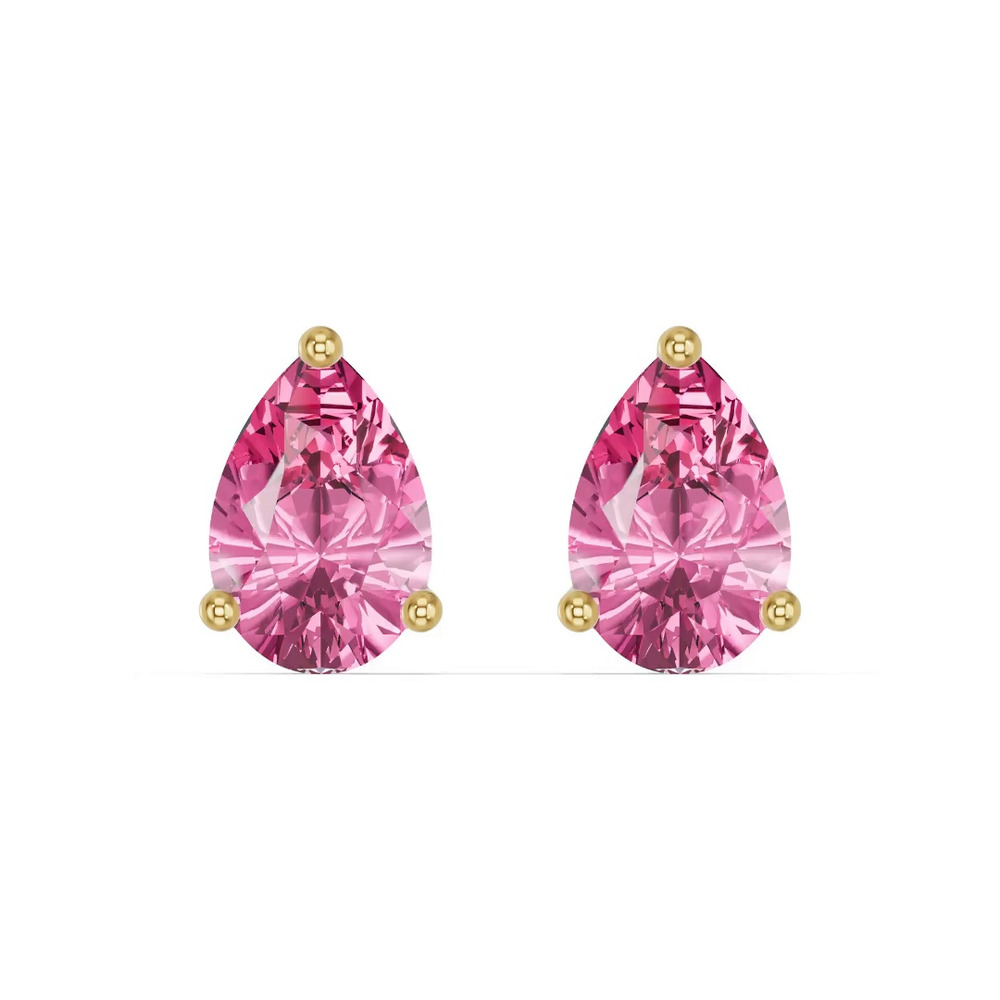 360 degree view of Pear-Shaped Pink Tourmaline Stud Earrings