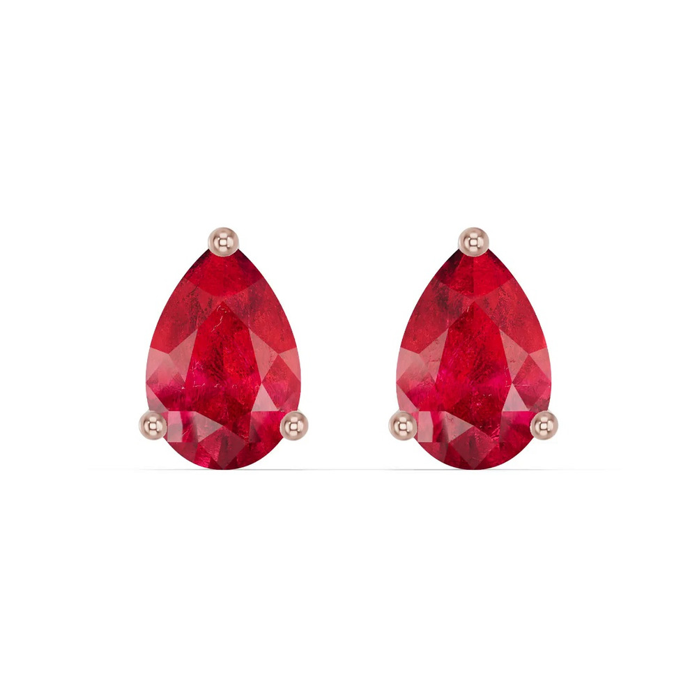 360 degree view of Pear-Shaped Ruby Stud Earrings