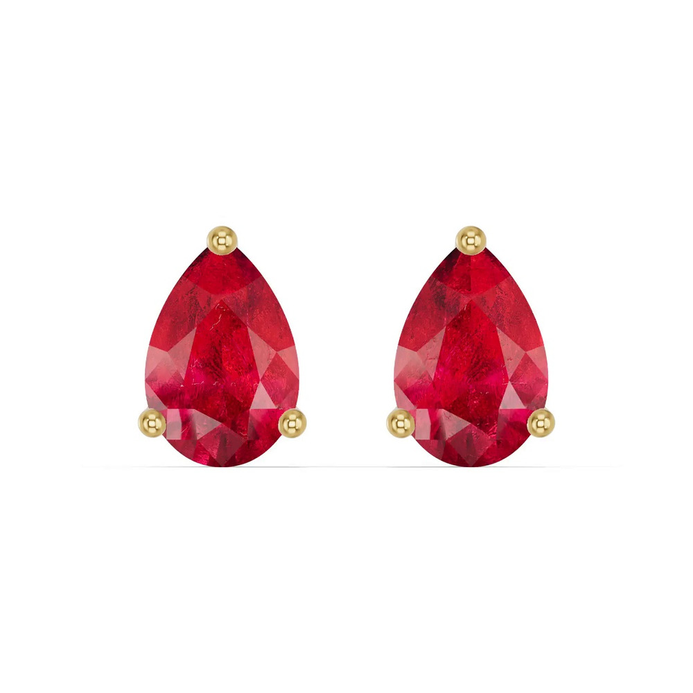 360 degree view of Pear-Shaped Ruby Stud Earrings