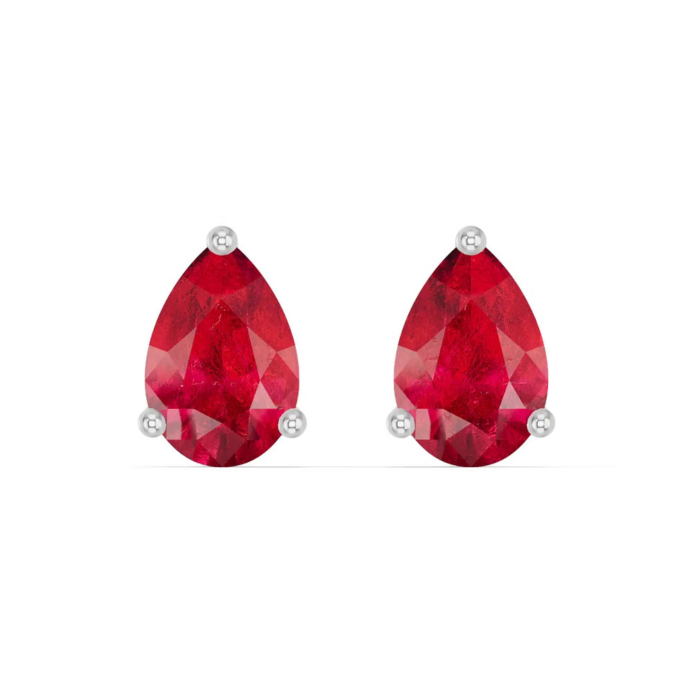 360 degree view of Pear-Shaped Ruby Silver Stud Earrings