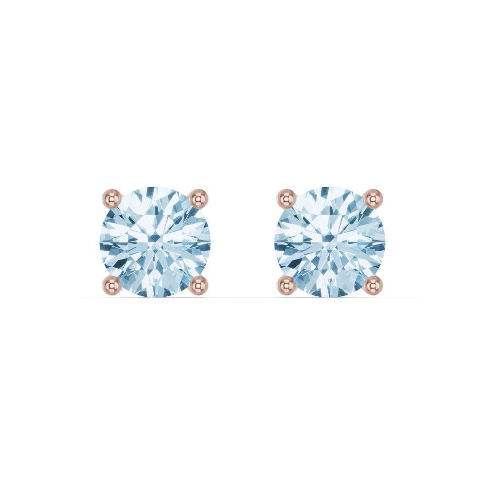360 degree view of Round Aquamarine Stud Earrings