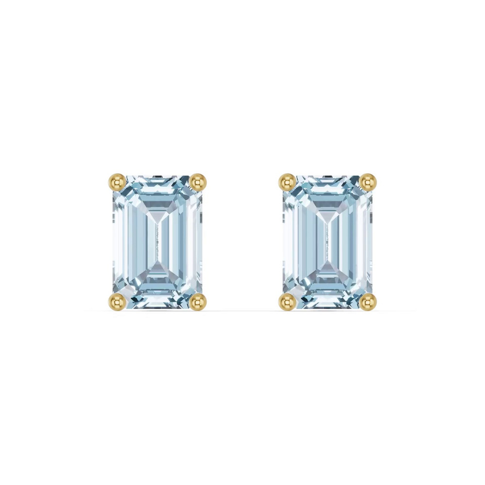 360 degree view of Round Aquamarine Stud Earrings
