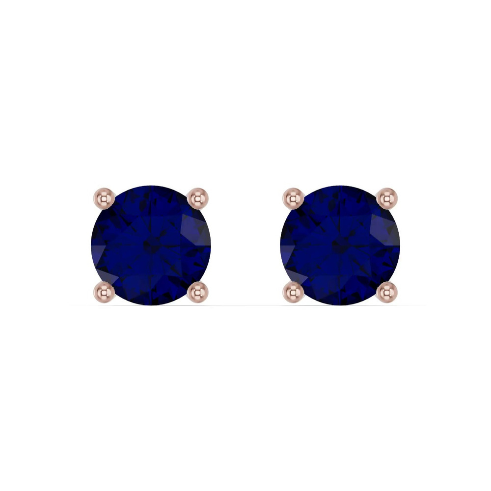 360 degree view of Round Sapphire Stud Earrings