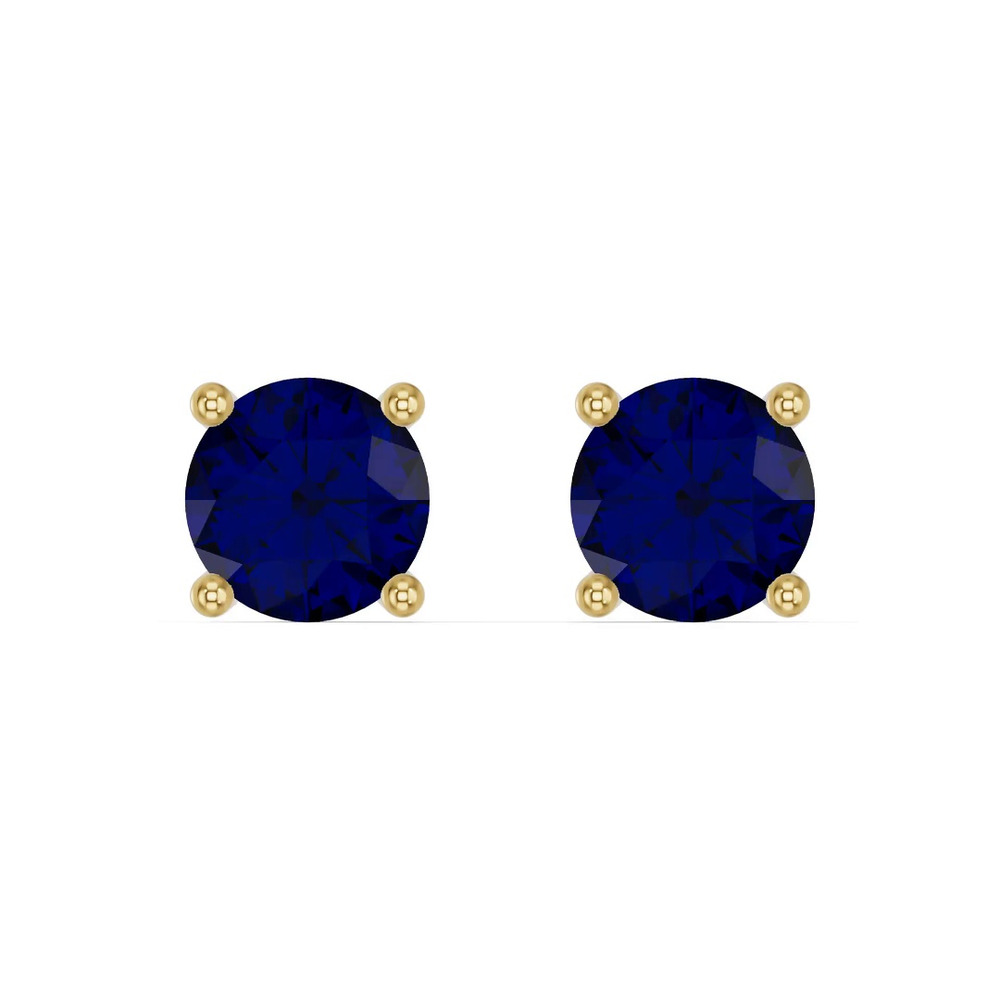 360 degree view of Round Sapphire Stud Earrings