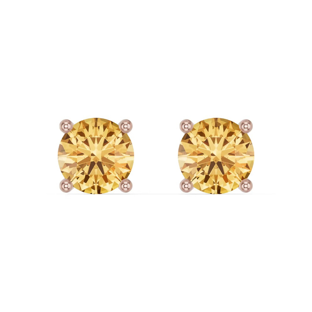360 degree view of Round Citrine Stud Earrings