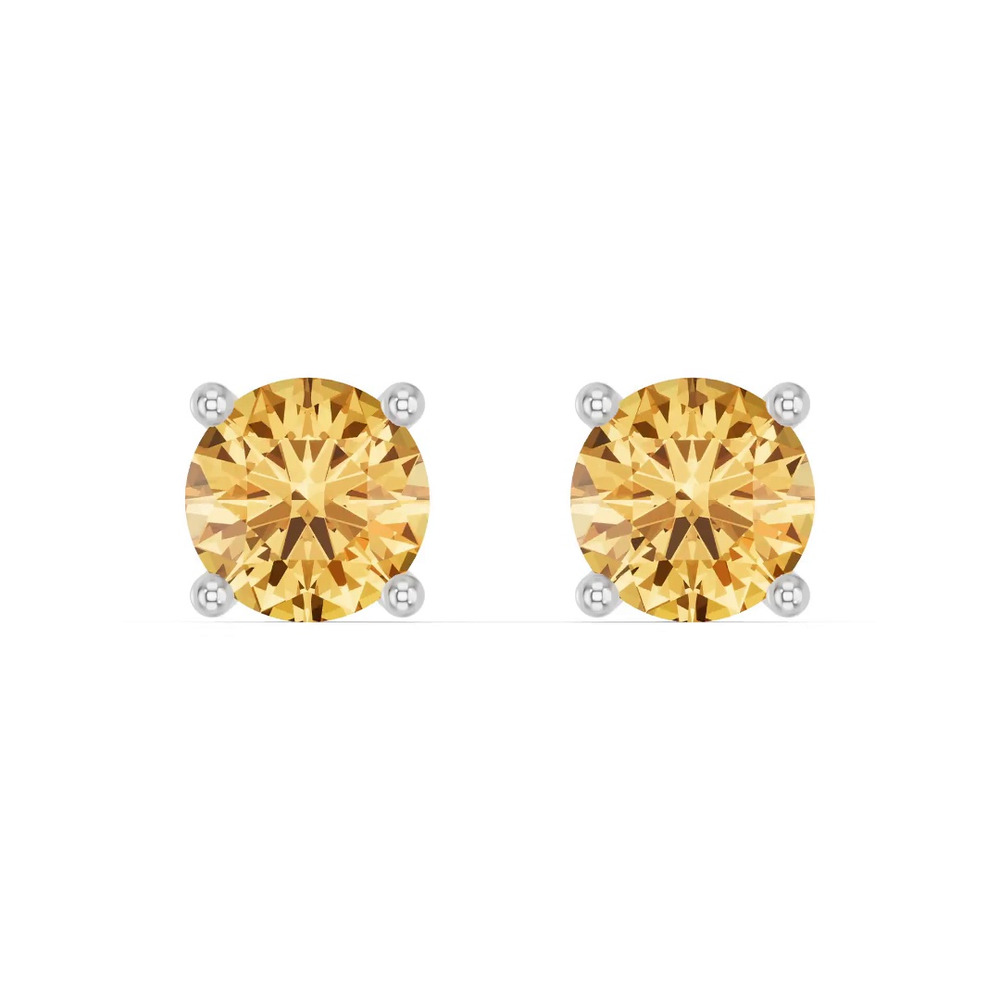 360 degree view of Round Citrine Silver Stud Earrings