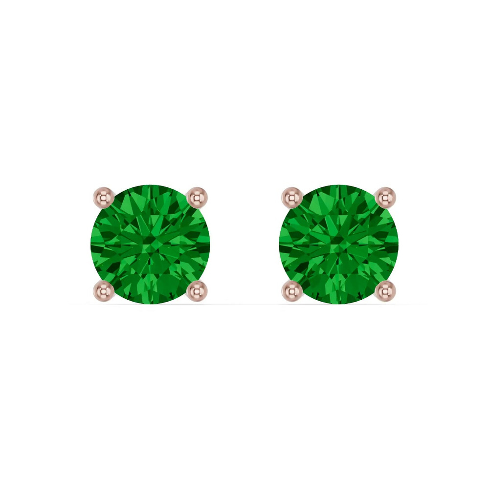 360 degree view of Round Emerald Stud Earrings