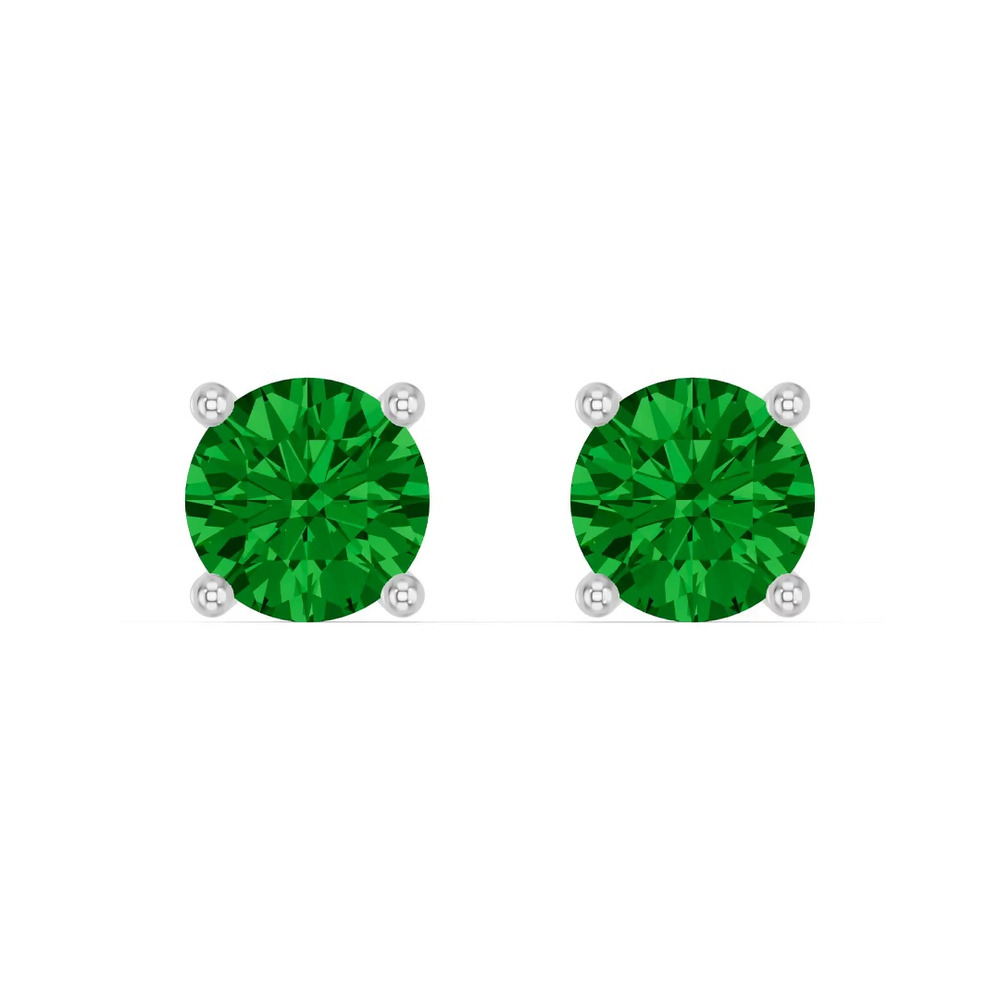 360 degree view of Round Emerald Stud Earrings