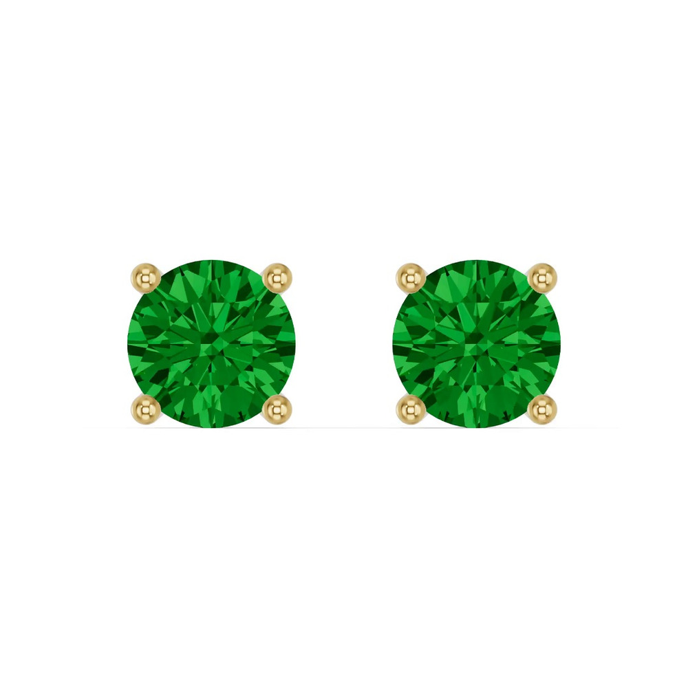 360 degree view of Round Emerald Stud Earrings